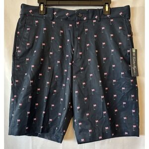 WALTER HAGEN MEN'S PERFECT 11 USA TEE FLAG PRINT GOLF SHORTS SIZE 36 NWT $75